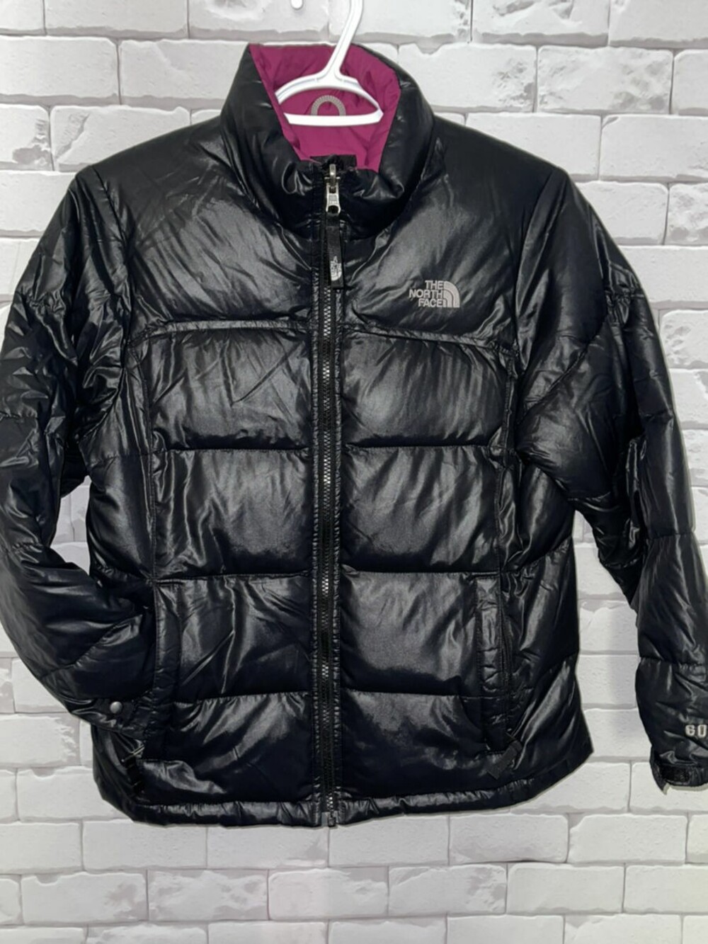 Girls The North Face Down Puffer Jacket  Black/Pink Coat Sz Lg